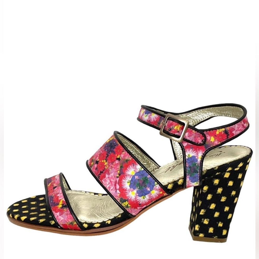 Anthropologie Pink Floral Block Heels